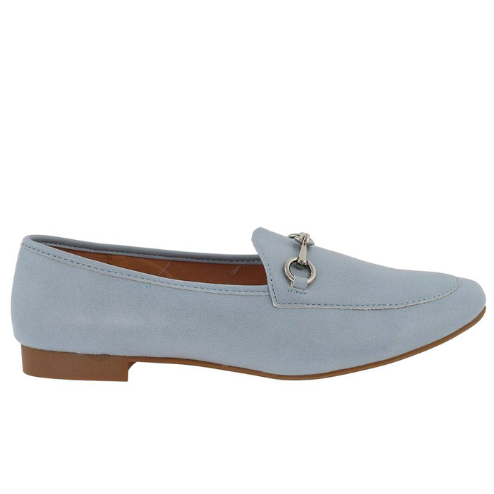 Жіночі мокасини з екошкіри, сині, низький каблук, Vinceza