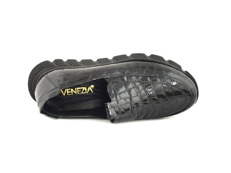 Sneakersy VENEZIA 0229 501 czarne lakierowane