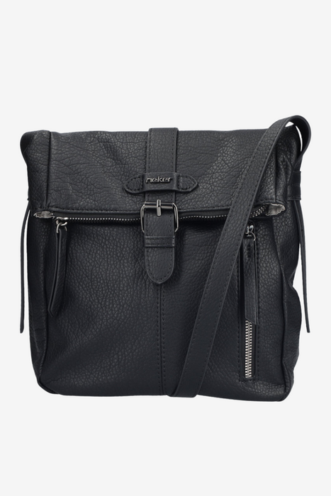 Listonoszka damska czarna ekoskóra praktyczne zamknięcie Rieker