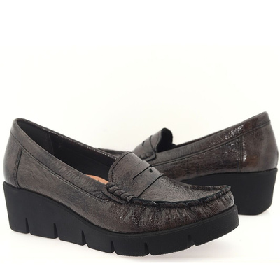 Жіночі сірі шкіряні мокасини Boccato