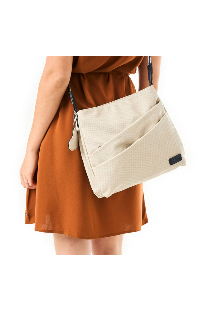 Бежева жіноча двокамерна сумка-почтальон з ремінцем Rieker 