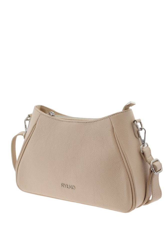 Beżowa torebka skórzana na pasku Ryłko