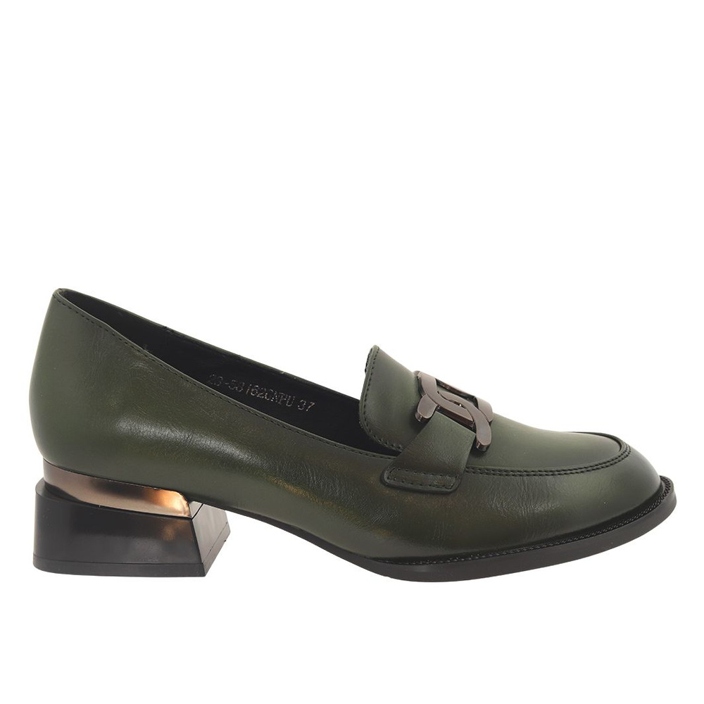 Mokasyny damskie zielone na klocku Vinceza