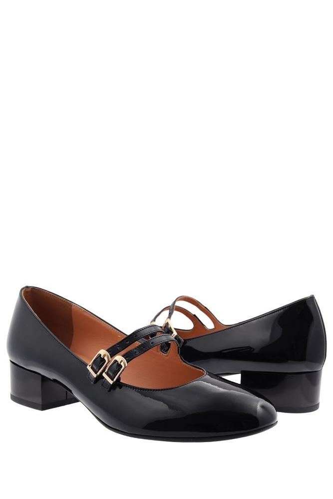 Czółenka lakierowane Anis czarne z paskami