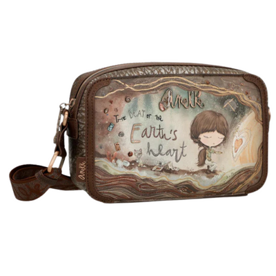 Mała pojemna listonoszka na zamek z szerokim paskiem Anekke Corre