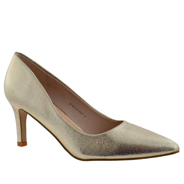 Туфлі на підборах з золотистої блискучої екошкіри від T.Sokolski