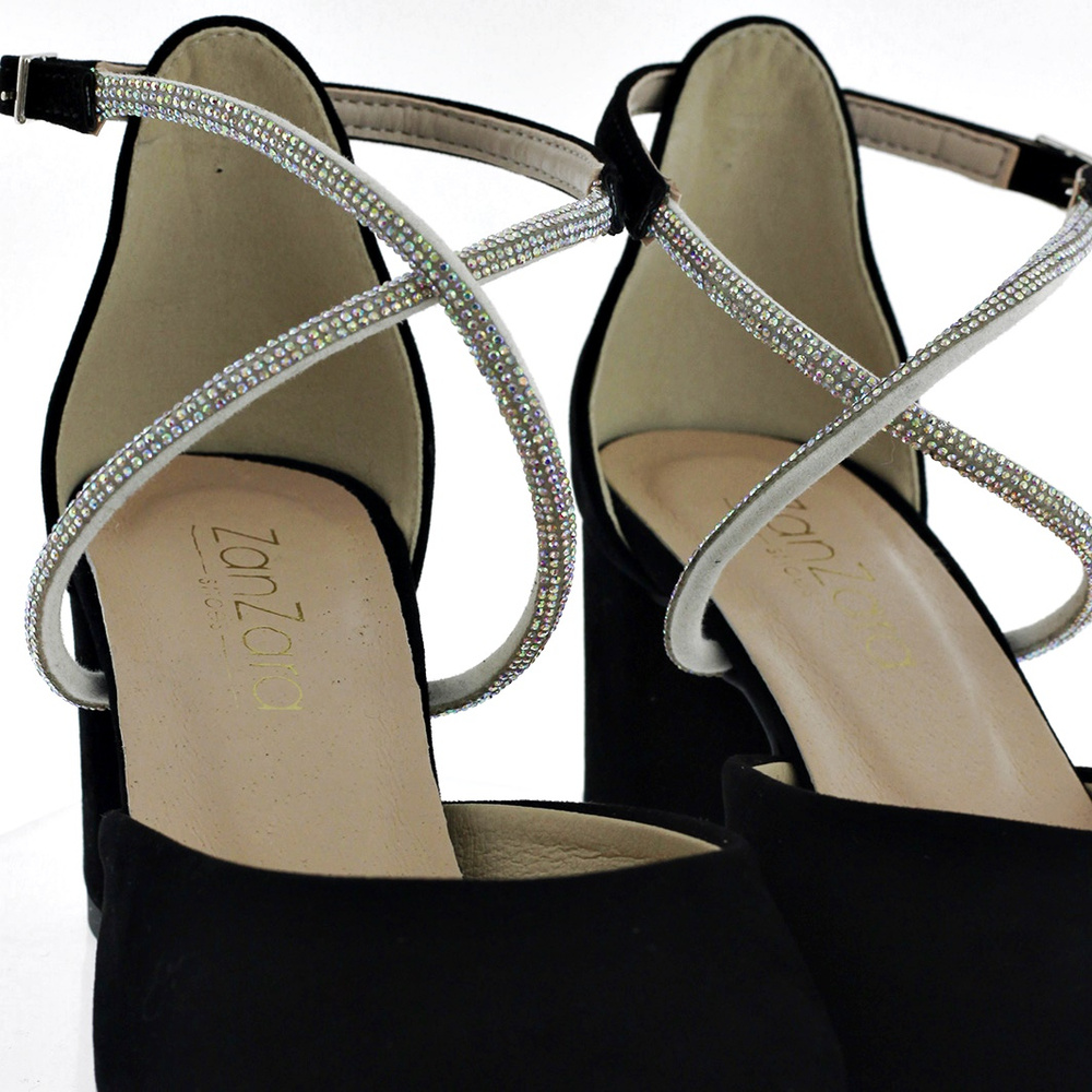 Zamszowe czółenka na stabilnym obcasie ZanZara