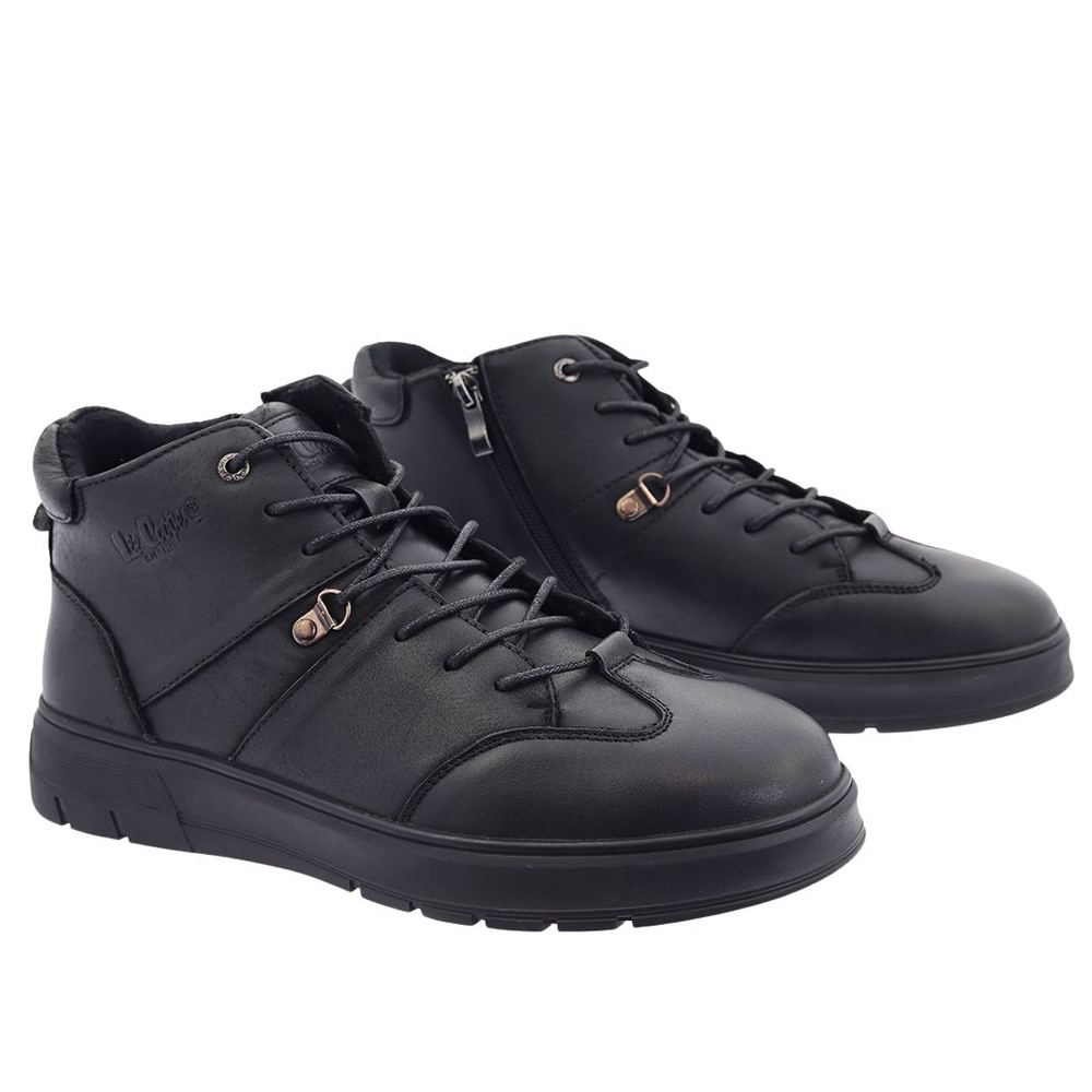 Чоловічі шкіряні утеплені зимові черевики, чорні Lee Cooper