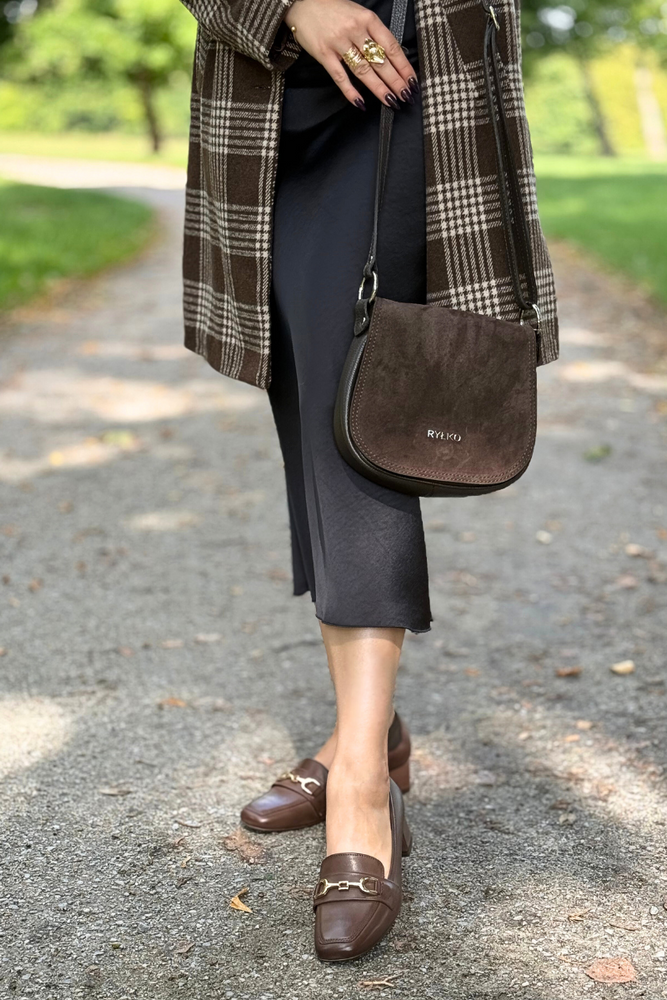 Cognac rustic Вишукані шкіряні мокасини на плоскій підошві