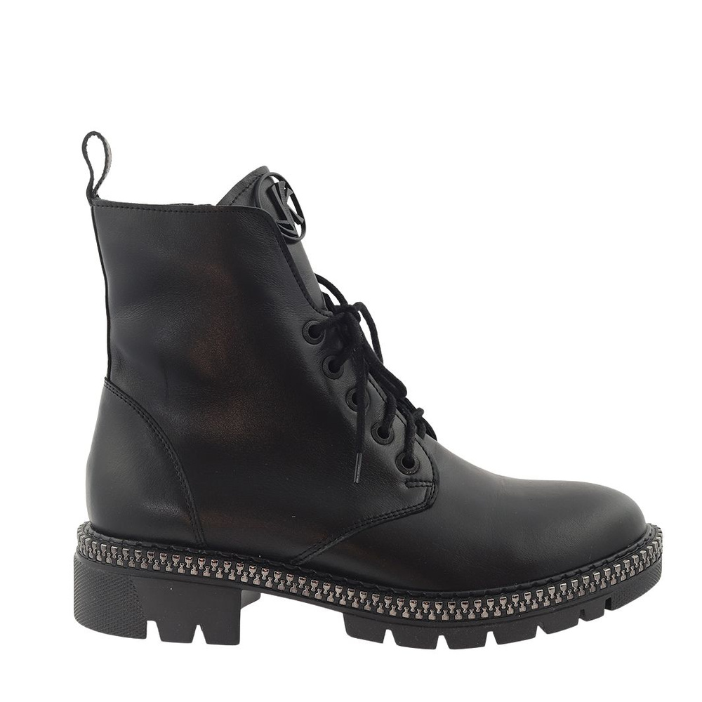 Trzewiki skórzane wyższe czarne Kordel