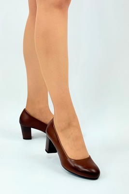 Czółenka skórzane brązowe w stylu boho