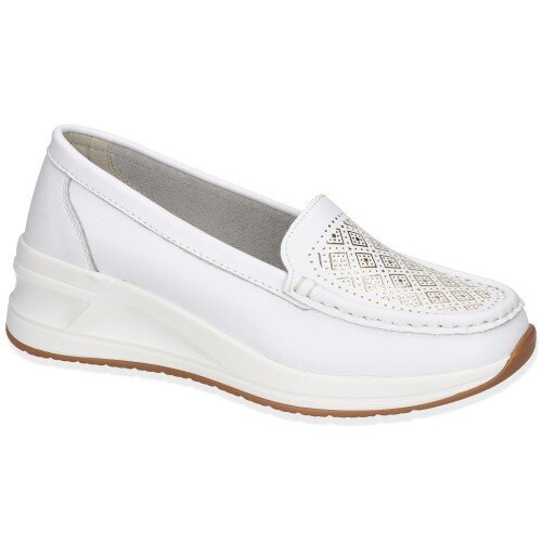 Біло-золоті шкіряні туфлі на танкетці Artiker