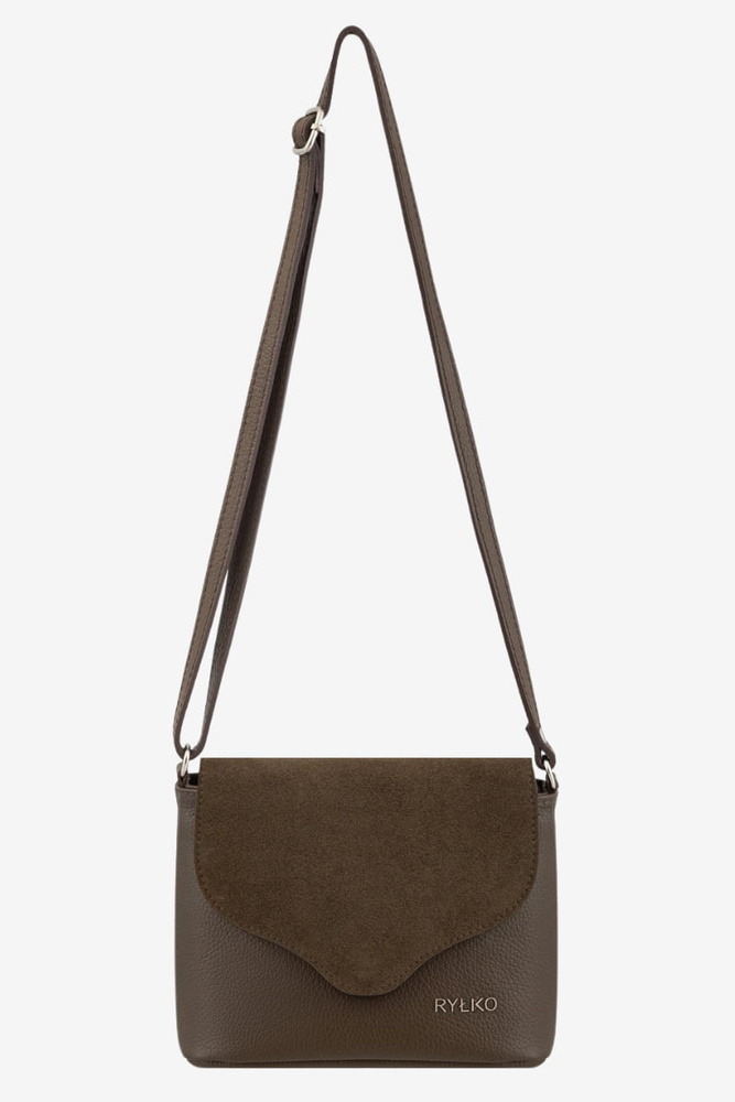 Жіноча бежева шкіряна сумочка з клапаном Ryłko