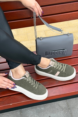 Sneakersy khaki na platformie damskie Big Star