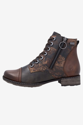 Botki damskie ocieplane na niskim obcasie brązowe