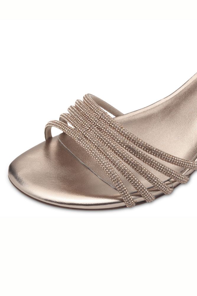 Eleganckie sandały z paskami w cyrkonie w kolorze różowego złota Tamaris 