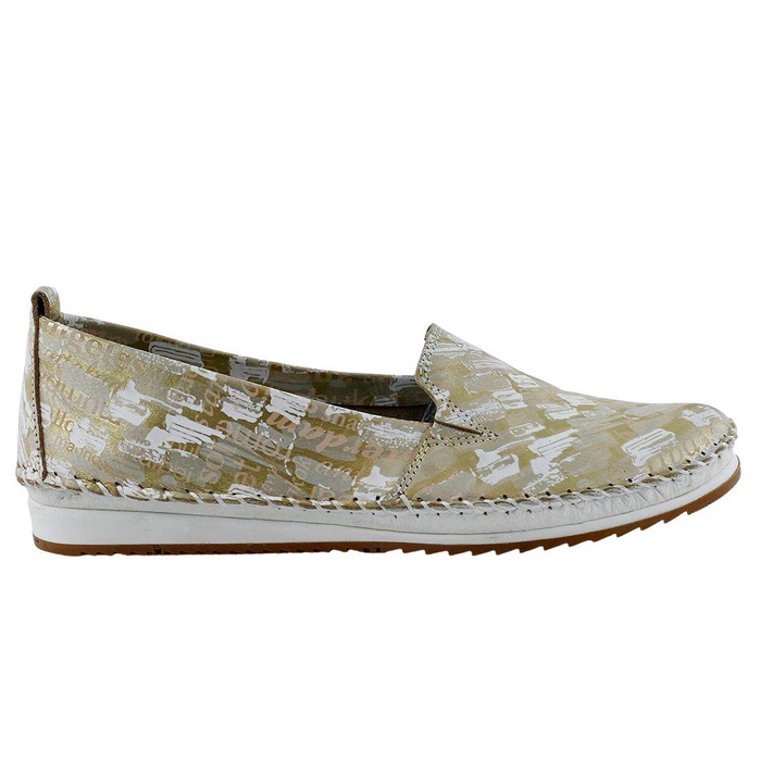 Półbuty damskie złote ze skóry naturalnej Loretta Vitale