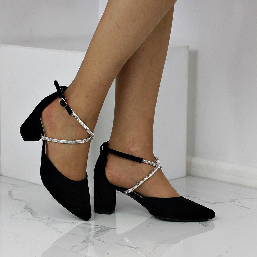 Zamszowe czółenka na stabilnym obcasie ZanZara