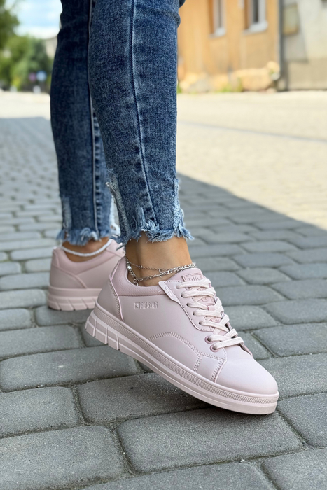Różowe sneakersy z ekoskóry lekkie sznurowane Big Star