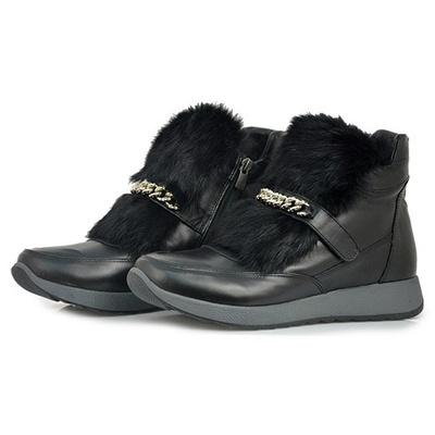Sneakersy VENEZIA czarne ze sztucznym futerkiem 064792019K