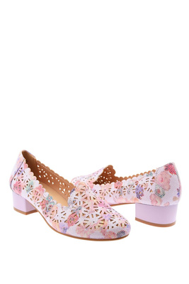 Czółenka ażurowe multicolor na klocku