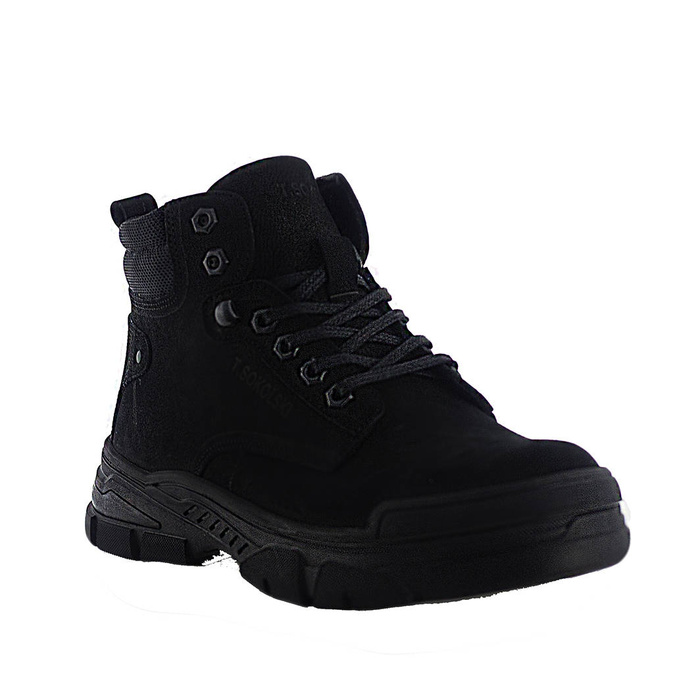 Чорні чоловічі шкіряні зимові черевики T.Sokolski на шнурівці