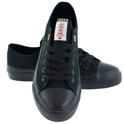 Modne niskie trampki czarne sznurowane Cross Jeans