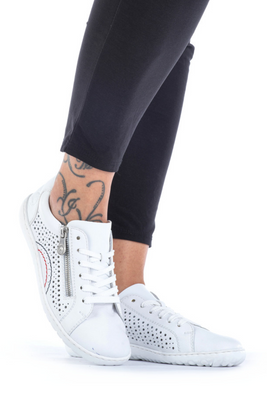 Półbuty sportowe skórzane ażurowe białe płaskie Rieker