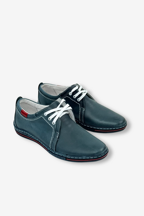 Чорні шкіряні чоловічі туфлі на шнурівці від Polbut