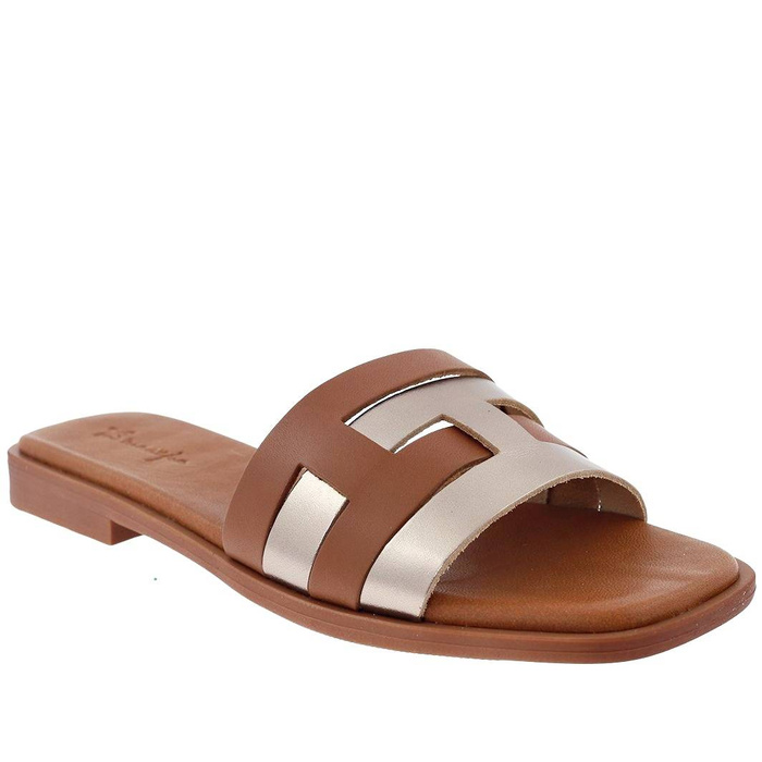 Klapki skórzane rude Maciejka