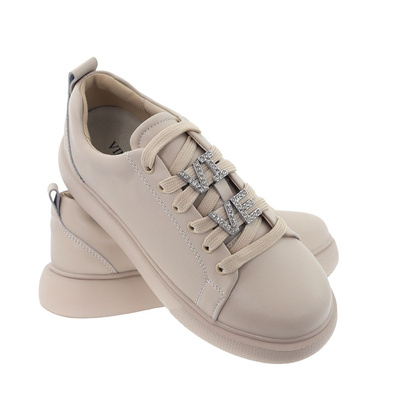 Бежеві шкіряні кросівки на платформі Vinceza