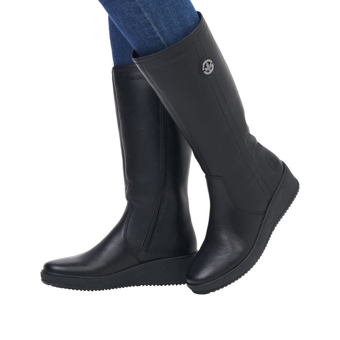 Чоботи на танкетці Rieker Y4470-01 чорні