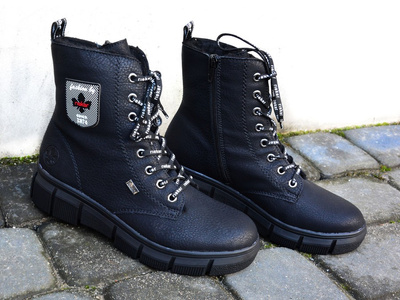 Trapery RIEKER X3410-00 czarne sznurowane