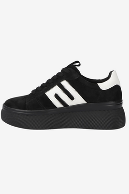 Czarne sneakersy zamszowe na grubej platformie Filippo