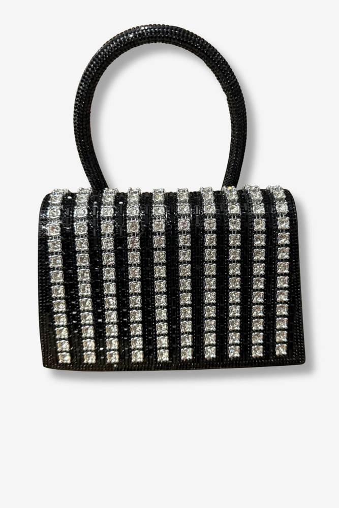 Kopertówka wizytowa z cyrkoniami czarna na magnes