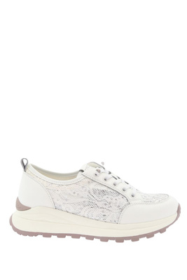 Półbuty białe z koronką sznurowane