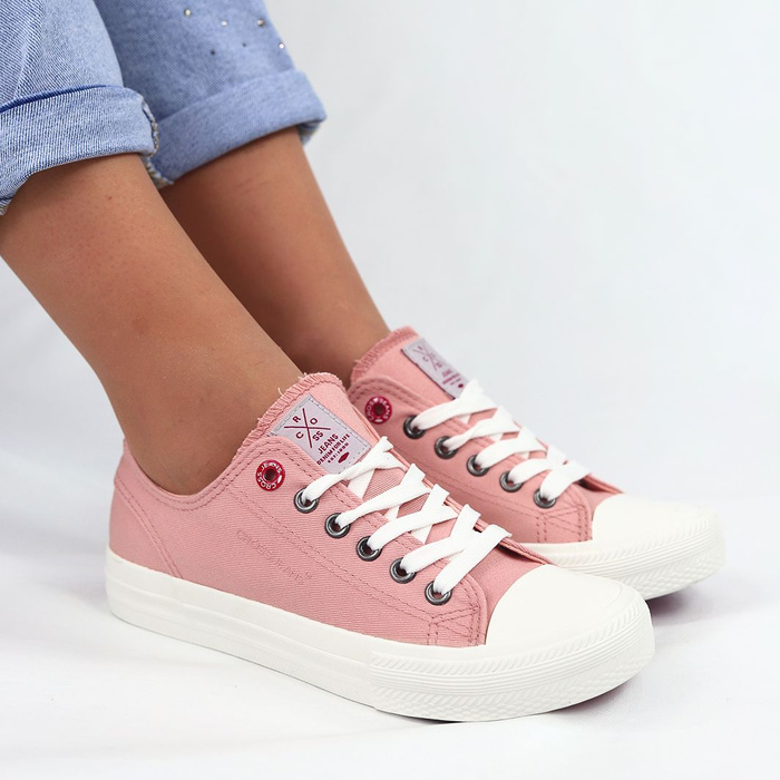 Жіночі рожеві кросівки Cross Jeans на шнурівці