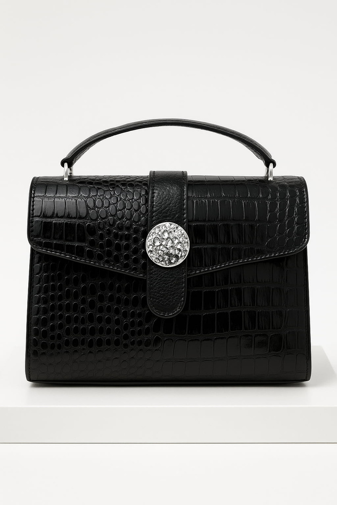 Жіноча чорна сумочка з подвійною ручкою і ремінцем Big Star