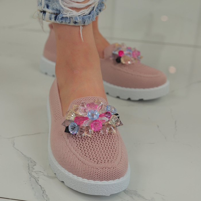 Жіночі кросівки з кристалами пудри