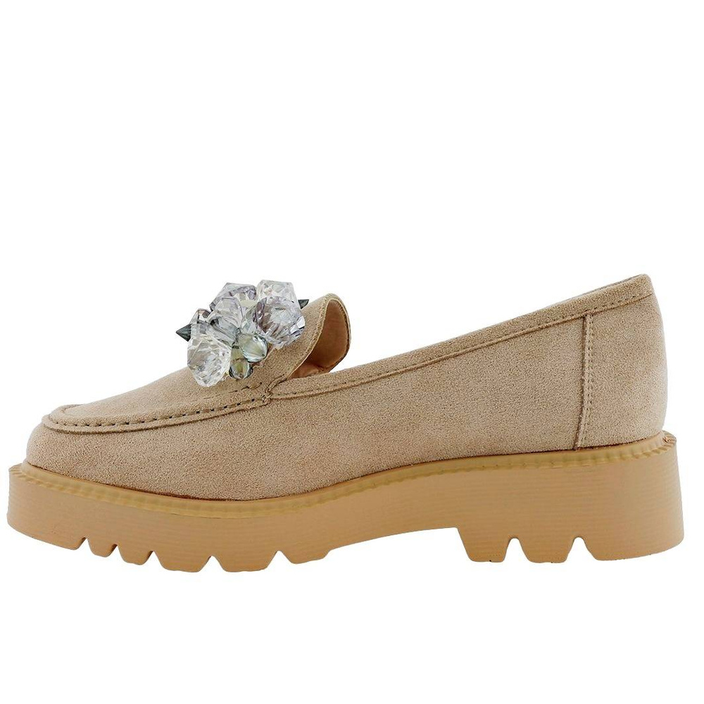 Mokasyny damskie beżowe na grubszej podeszwie Vinceza 