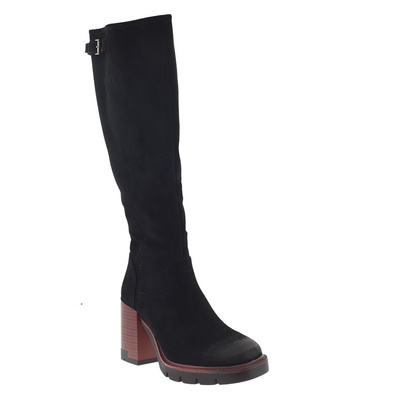 Kozaki zamszowe czarne na słupku Vinceza