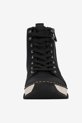 Trzewiki damskie sznurowane i ocieplane czarne 