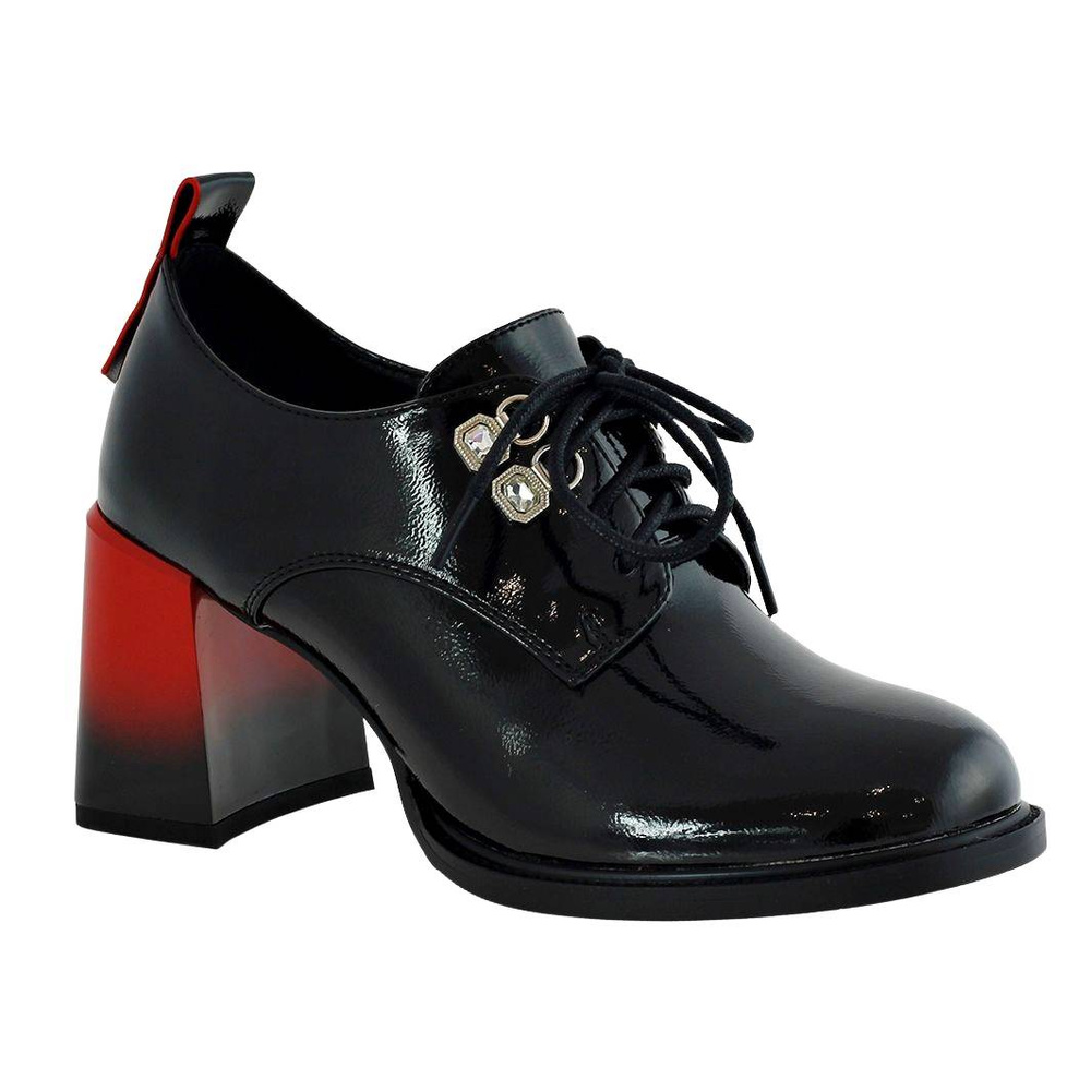 Чорні жіночі туфлі на модному каблуці S.Barski 