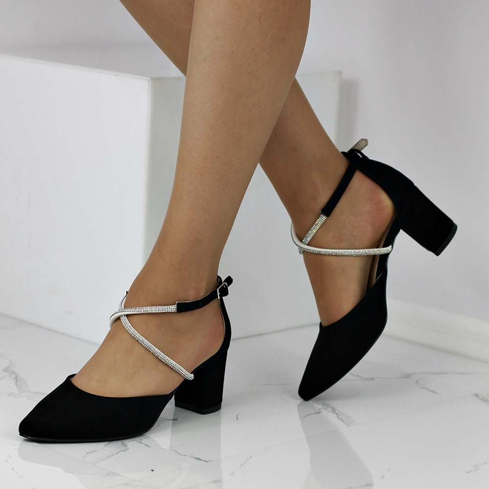 Zamszowe czółenka na stabilnym obcasie ZanZara