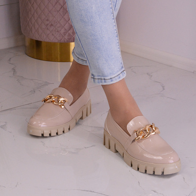 Бежеві лаковані мокасини Sergio Leone MK751