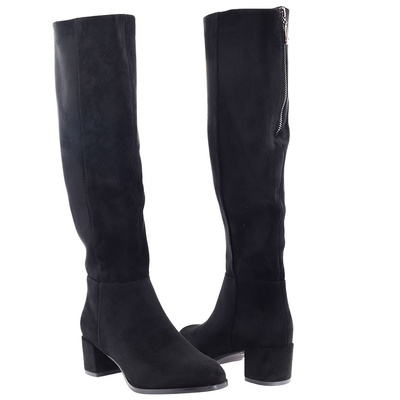 Чорні замшеві ботильйони на блискавці ззаду