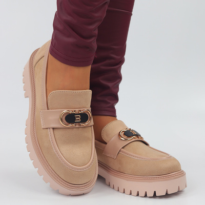 Бежеві замшеві мокасини на платформі Potocki