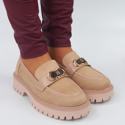 Бежеві замшеві мокасини на платформі Potocki