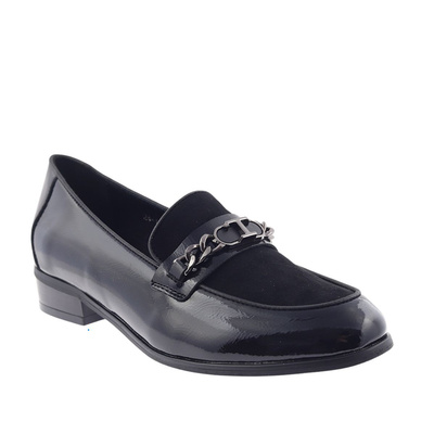 Чорні лаковані лофери з ланцюжком Potocki