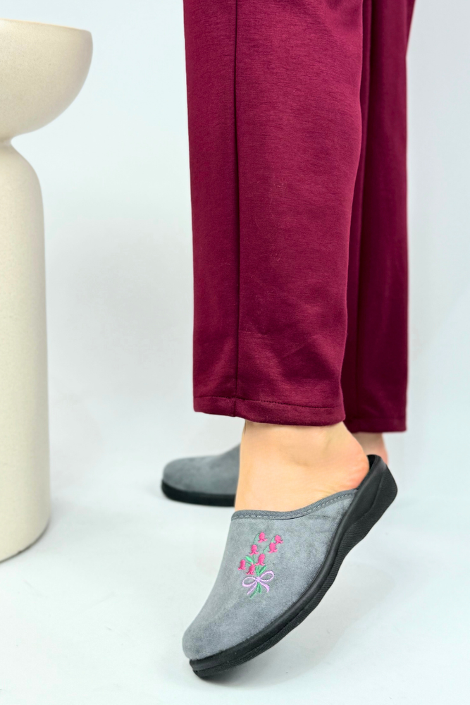 Kapcie damskie szare kryte wsuwane Polskie